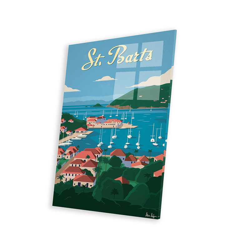 Impression de Saint-Barth sur verre acrylique, H 24 po x l 16 po x P 0,25 po