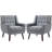 Jaqueze Upholstered Gray Linen Blend Tufted Wide Back Armchair with Solid Wood Leg-1917714911