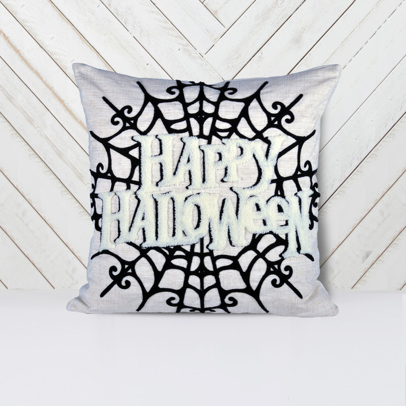 Embroidered Linen Throw Pillow