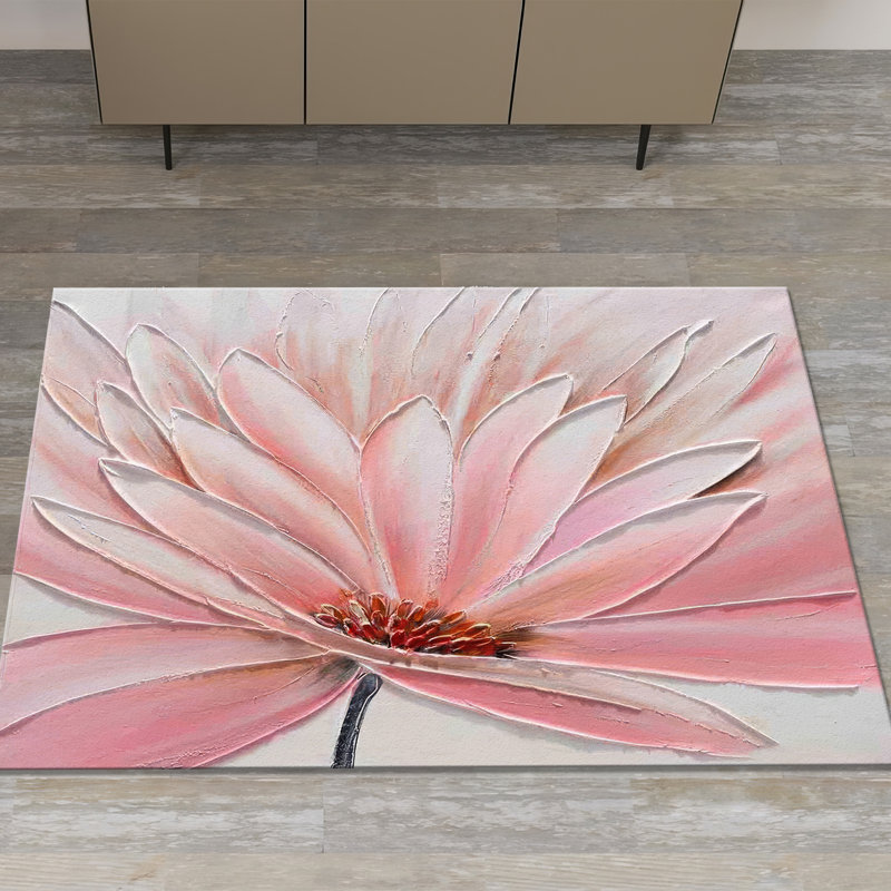 Exquisite Floral Design With Pile Soft Printed Rug for a Classy Interior Touch in Living Room or Bedroom, Square 2'4"