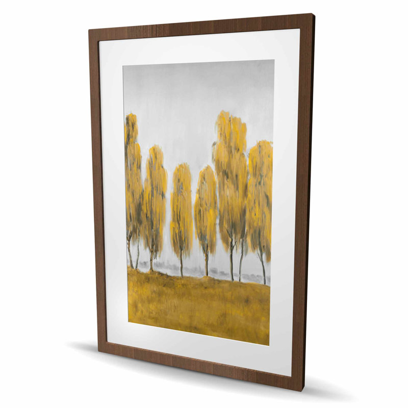 Sept arbres jaunes abstraits - impression de salon gris