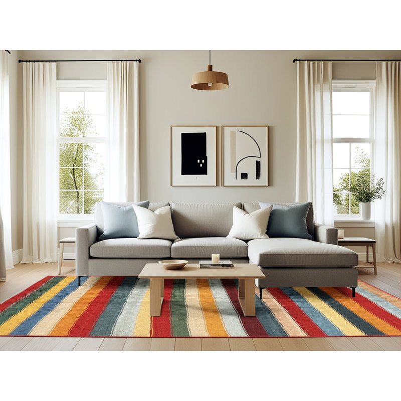Striped Indoor Rug, Rectangle 6' x 9'