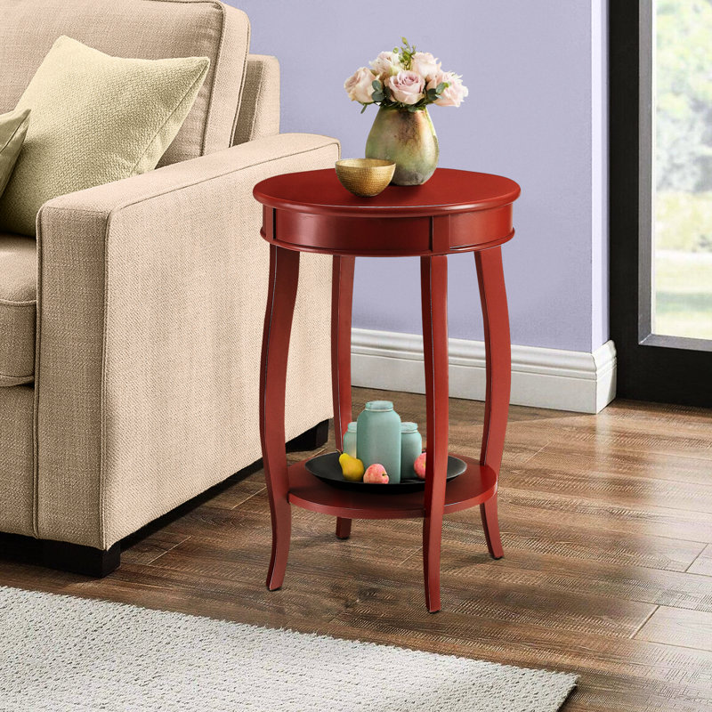 Table d'appoint en bois rouge avec tablette inférieure - respire la grâce et la classe conçue pour durer, Rouge