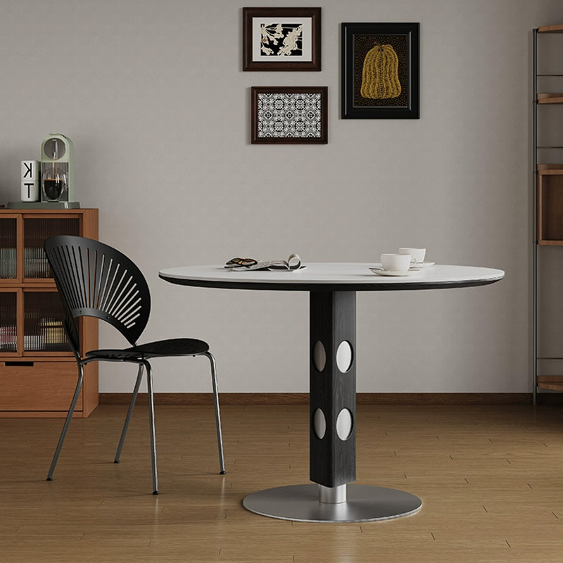 Table de salle à manger blanche, Argenté / Noir, H 29,53 po x L 35,43 po x l 35,43 po