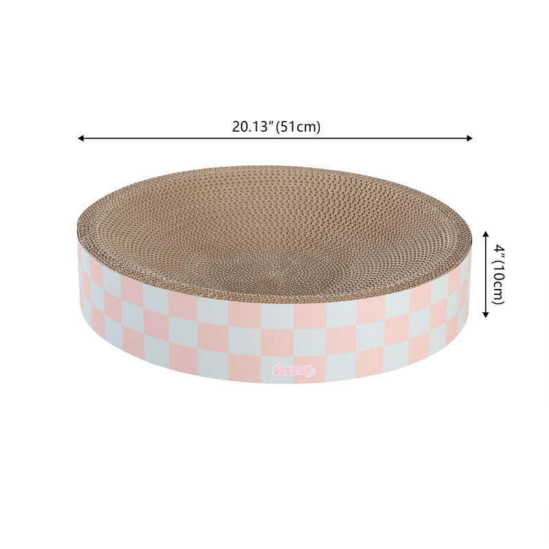 Grattoir pour chat en forme de bol rond et moderne en forme de bol 20,13 po Nelson, Rose clair / menthe