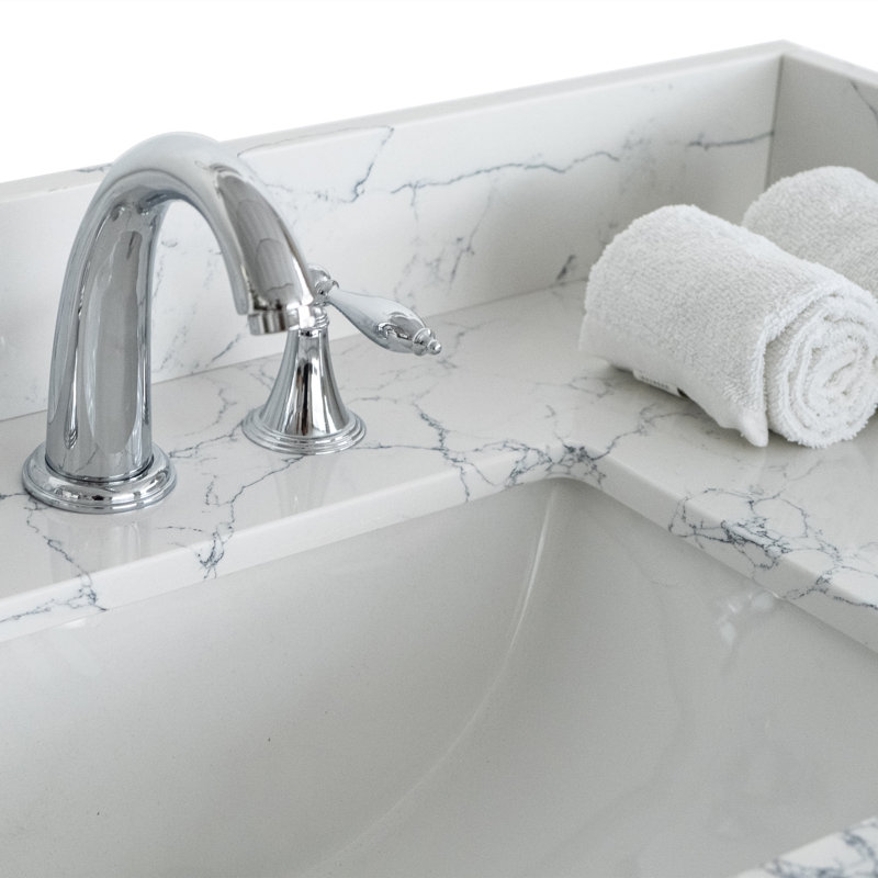 Plateau de meuble-lavabo simple 43 po gris Carra avec lavabo, Blanc Carra