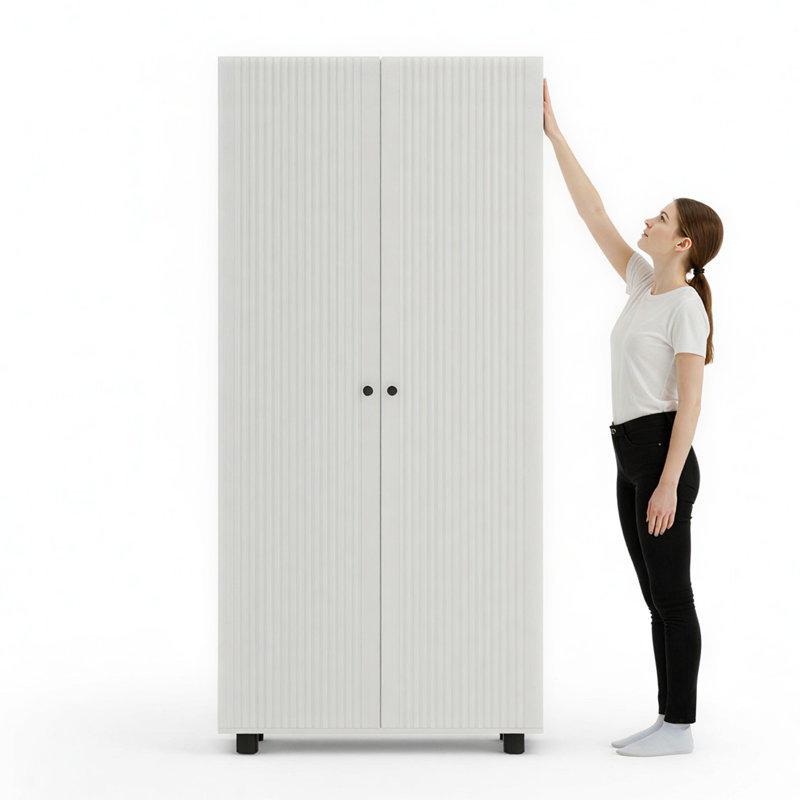 75" Extra Tall Storage Pantry Cabinet with Fluted Doors, Adjustable Shelves and Anti-tip Kit, 74.2" H x 35.3" W x 15.3" D