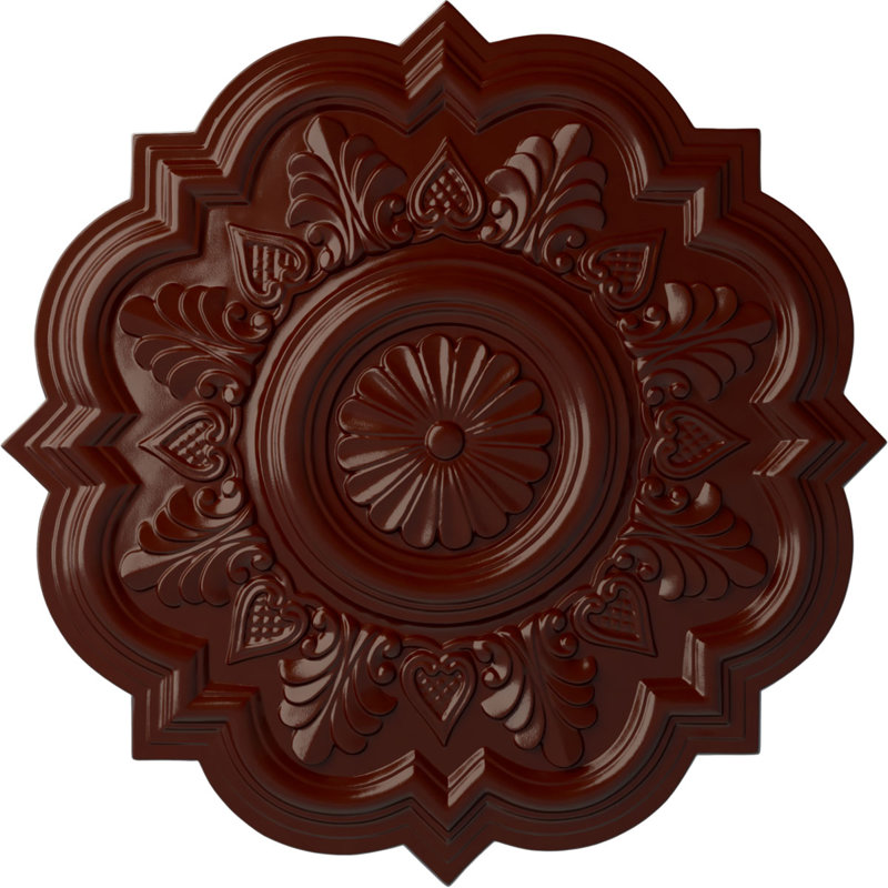 Plafonnier à feuilles d'acanthe endurathane Foster, DO 20 1/2 po x P 1 1/2 po (convient aux auvents jusqu'à 2 1/4 po), pot peint à la main de finition craquelée crème