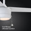 Ventilateur de plafond d'intérieur de 44 po avec éclairage Skelton, ventilateur de plafond à chaîne à 3 pales, moteur CA réversible, ensemble d'éclairage DEL à changement de couleur - blanc mat-262816884-262816891-181729895