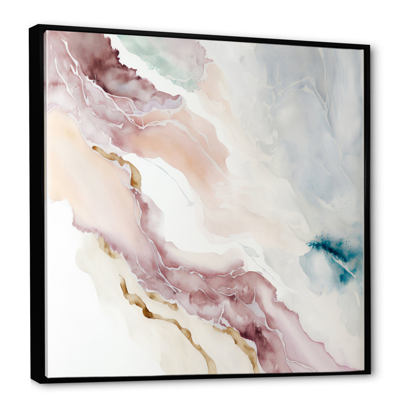 «Sudden Solitude In Elevated Blush III», reproduction sur toile, L 24 po x H 24 po, Toile avec cadre flottant or