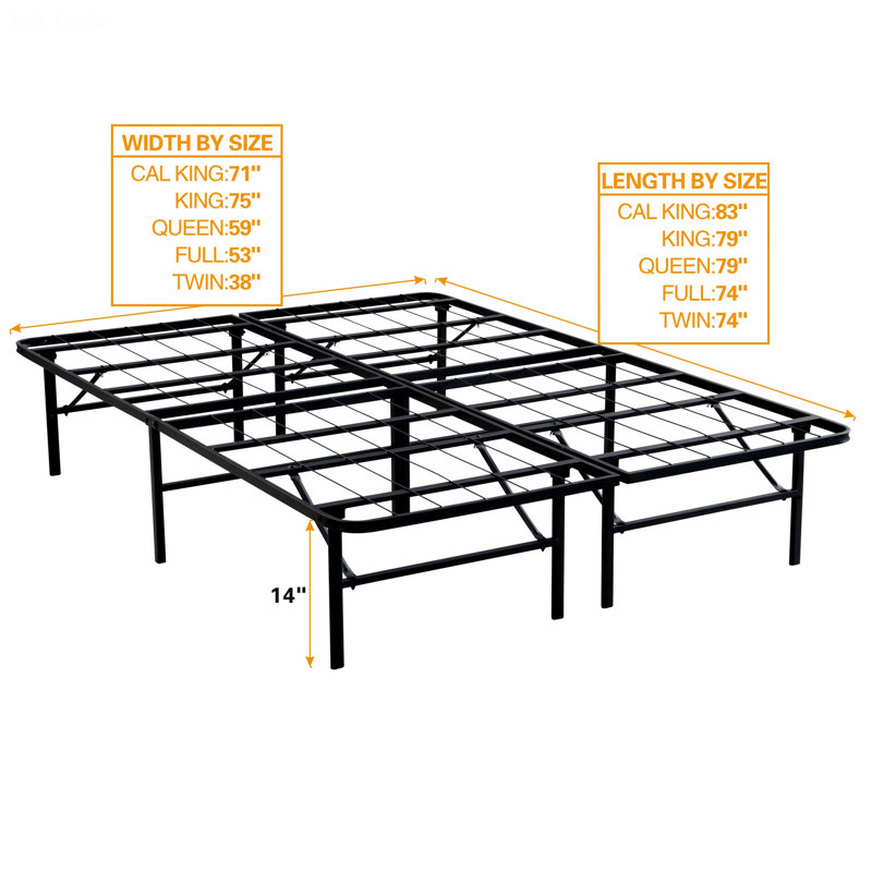 Modern Bed Frame For Bedroom, Guest Room, Metal Platform Bed, Folding Bed Frame, King