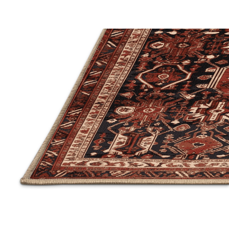 Machine Washable Persian Brown Area Rug, Rectangle 7' x 9'