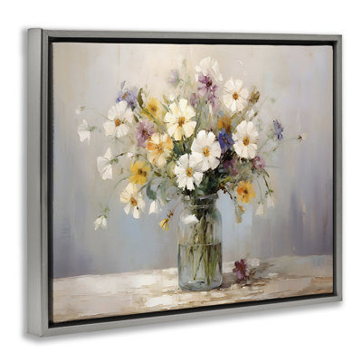 «Wildflowers in Glass Jar», art mural encadré sur toile flottante par Franklyn Gregory