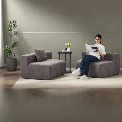 Compression Sectionals, Grey Chenille Modular Modern Sofa for Home