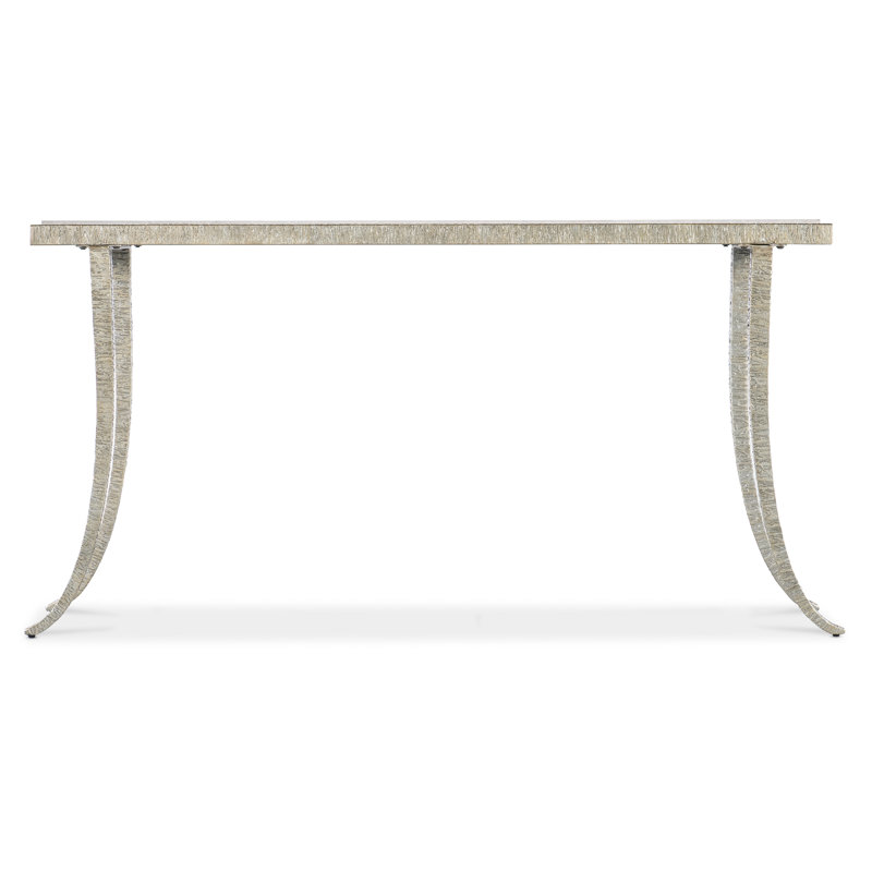 Silver Metal and Marble Rectangular Console Table
