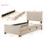 Lit plateforme simple tapissier en velours avec lit gigogne simple-110102170