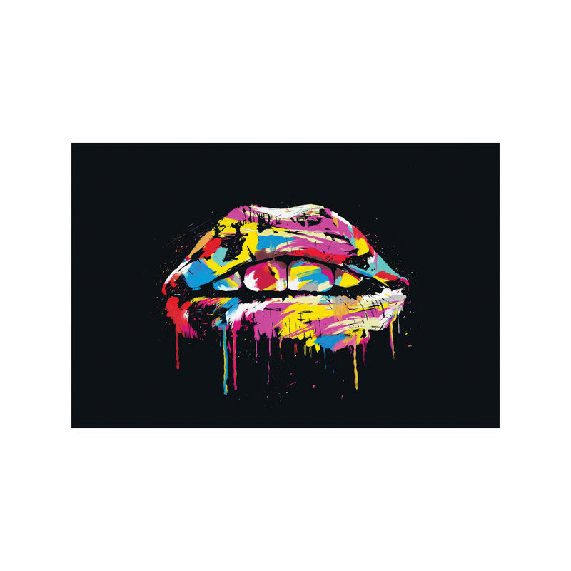 Colourful Lips by Balazs Solti - Print on Canvas, No Frame, 66.04 cm H x 45.72 cm W x 3.175 cm D
