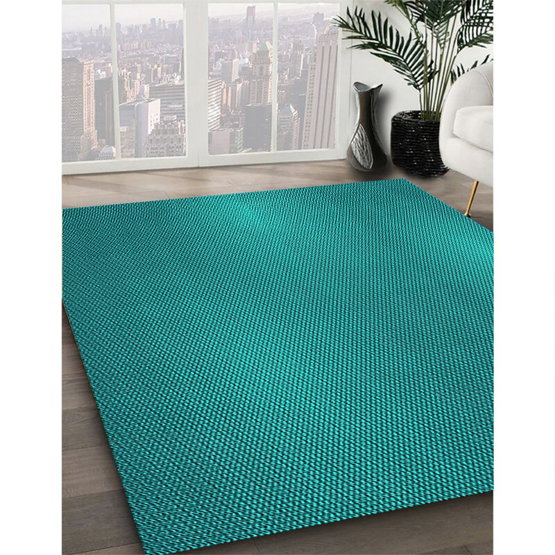 Tapis 100% à motifs lavables à la machine 2989 Pat3909-LBLU, Carré 6 pi