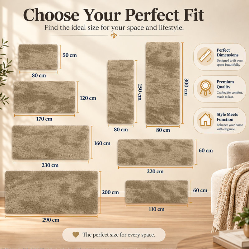 Machine Tufted High Pile Shag Area Rug(Ultra Soft & Fluffy), Tye Dye Cream, Rectangle 120 x 170 cm