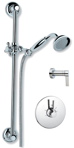 Système de douche thermostatique complet, Nickel poli