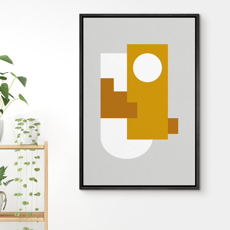 " Rectangular, Circle And Polygons Intesect Together ", 24" H x 16" W x 1.5" D, Black Framed