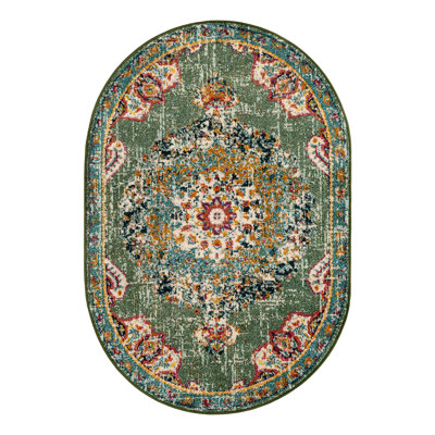 Galyean Abstract Green/Orange Area Rug