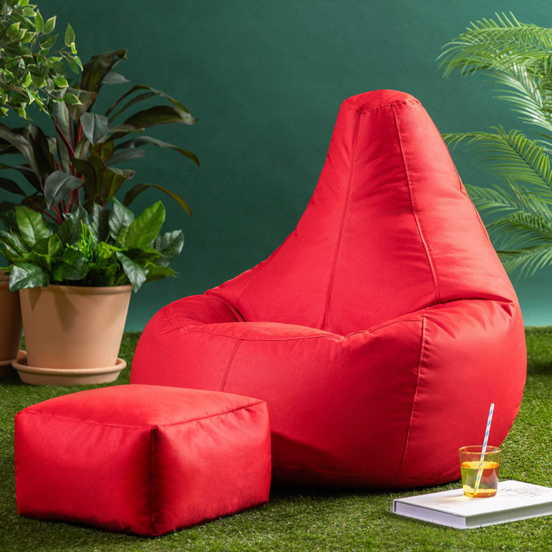 icon Recliner Bean Bag Chair & Pouffe, Red