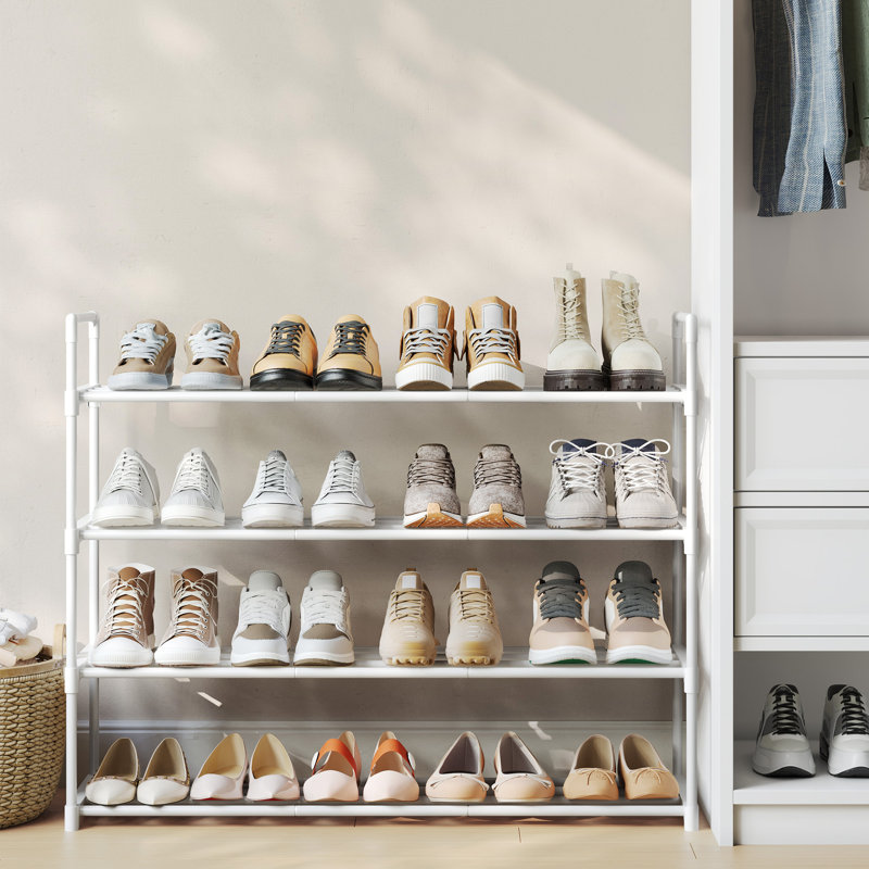 Bladwell 10 Pair Stackable Shoe Rack, 72cm H x 92cm W x 30cm D, White