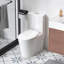 Une toilette, chasse double 1,1 / 1,6, céramique blanche brillante, siège à fermeture en douceur, chasse d'eau pour salle de bain blanche, cuve allongée, fermeture,