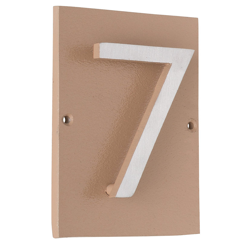 Plaque d’adresse murale sur 1 ligne flottante, Taupe, Nickel satiné deux tons, Oui