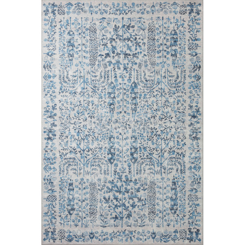 Rifle Paper Co. X Loloi Maison Grove Blue Area Rug, Rectangle 8'4" x 11'6"