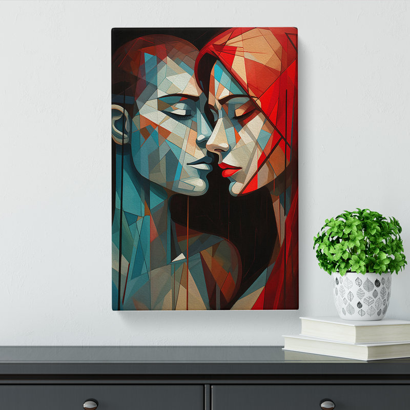 Lovers Geometric No.3 - Wrapped Canvas, 76cm H x 50cm W x 3cm D