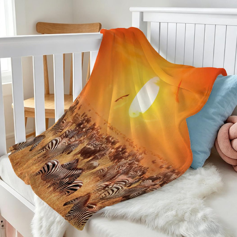 Jeté transparent en flanelle molletonnée de zèbres sauvages et imprimé recto, Throw 30" x 40"
