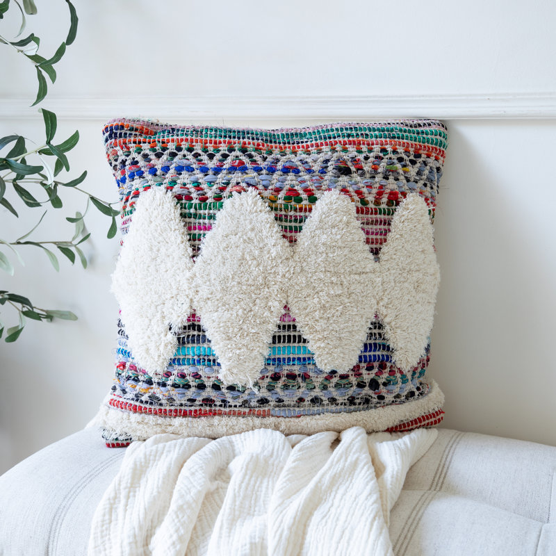 Amara 18" Multicolor Embroidered Cotton Throw Pillow Set