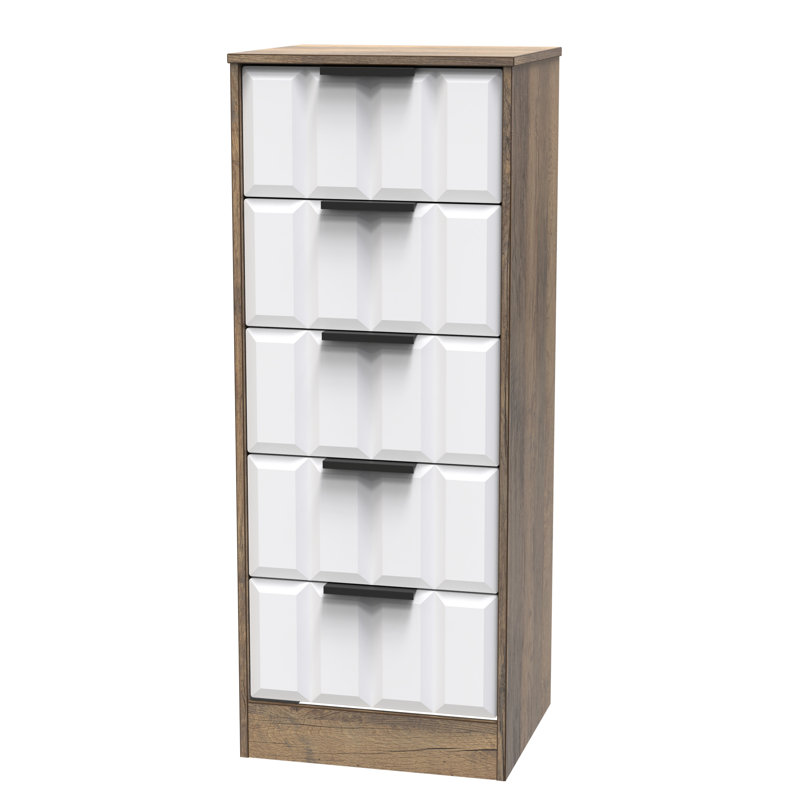 Arnesto Bedside Table, White Matt/Vintage Oak