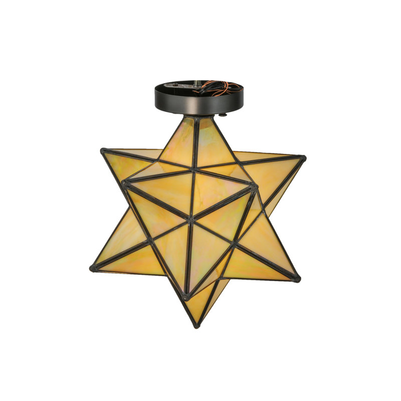 Backes Glass Semi Flush Mount, Beige Iridescent