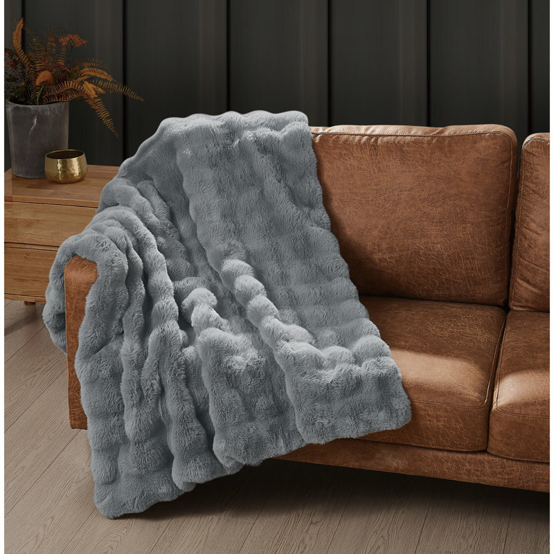 Jeté en fausse fourrure Frye Bubble, Gris