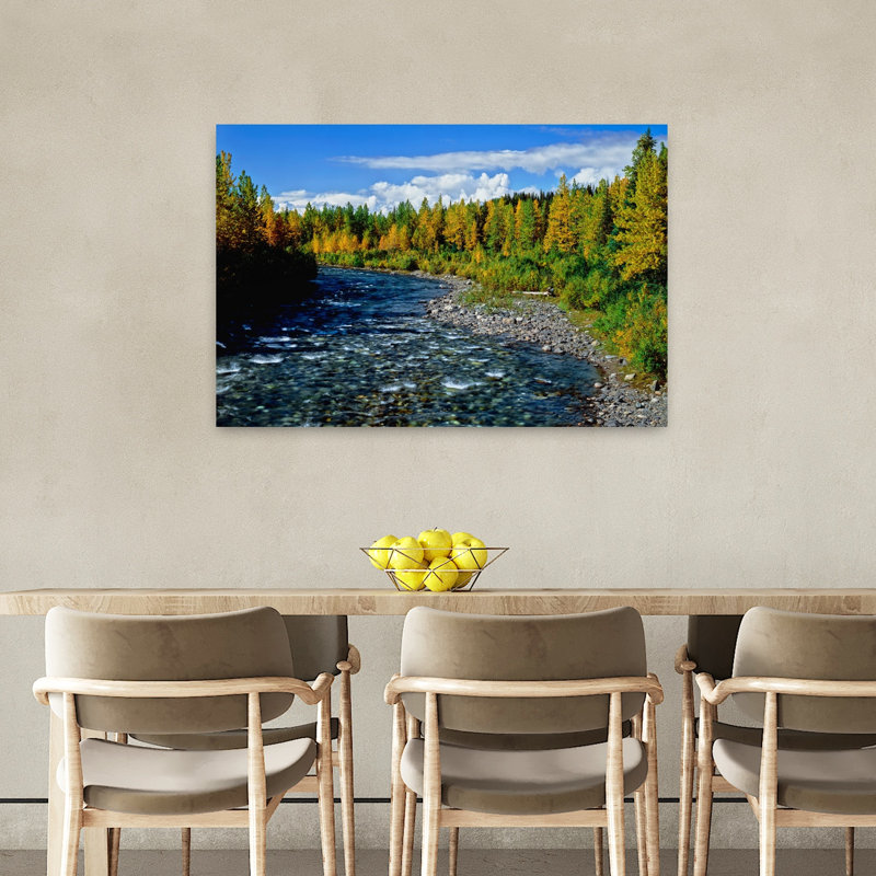Scenic view of Chulitna River in early autumn Alaska USA 1 Piece Wrapped Canvas Wall Art, 60.96 cm H x 91.44 cm W
