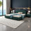 Élégante structure de lit tapissier pour grand lit - Style minimaliste moderne avec grande tête de lit courbée, vert