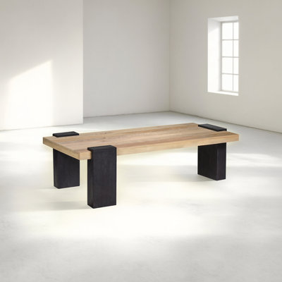 Bonne Coffee Table, 60 Inch Wide Rectangular Top, Handcrafted White Oak And Sandblasted Black -  Latitude Run®, 317E89F2583D4E3EB35B8437A562ED00