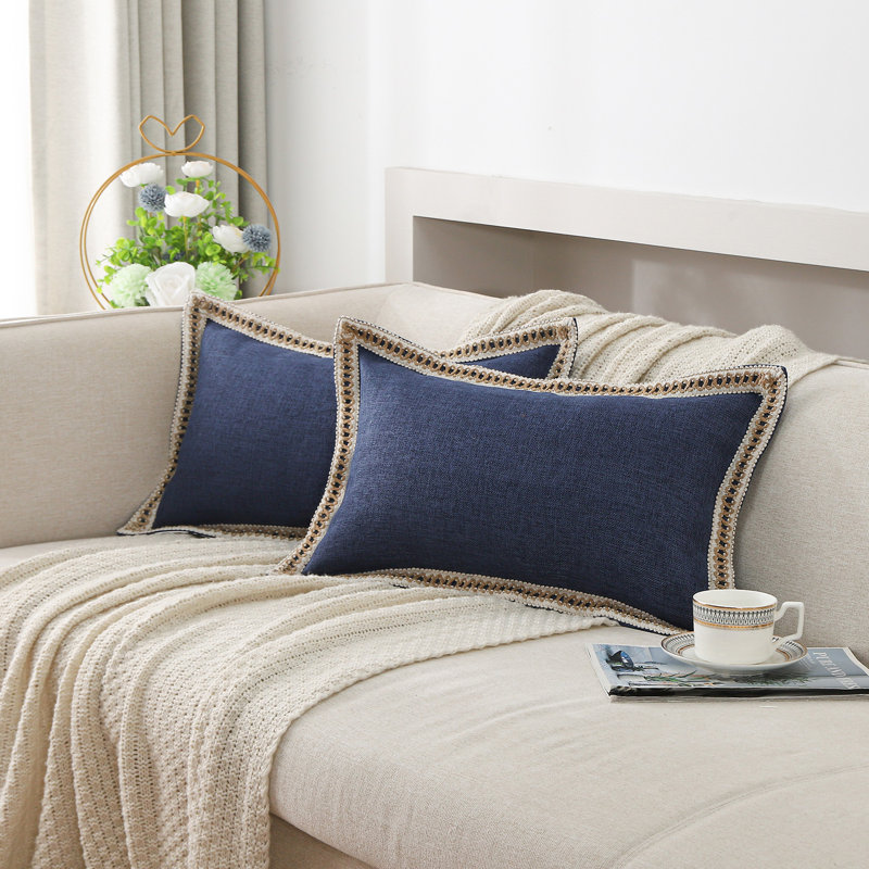 Housse de coussin de couleur, Marine, Rectangle H 12 po x l 20 po