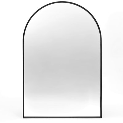 20X30 Inch Black Metal Framed Arched Bathroom Wall Mirror - High Definition 4Mm Glass, Rust Finish, Simple Setup Quality Non Distorted Frame, Installation