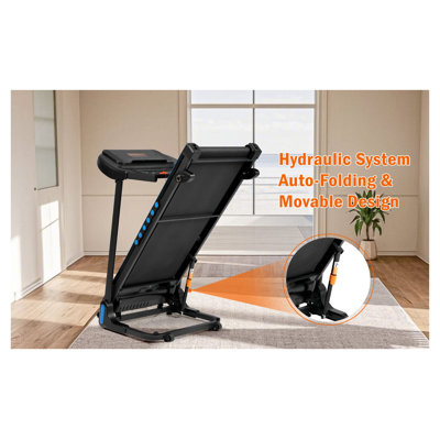 Tapis roulant inclinable pliable pour la course et la marche, équipement de gymnastique à la maison de 3,0 HP avec capteurs de fréquence cardiaque portatifs