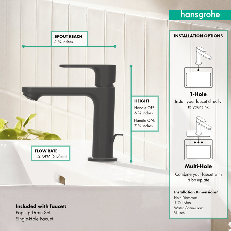 Robinet de salle de bain Rebris S, Noir mat