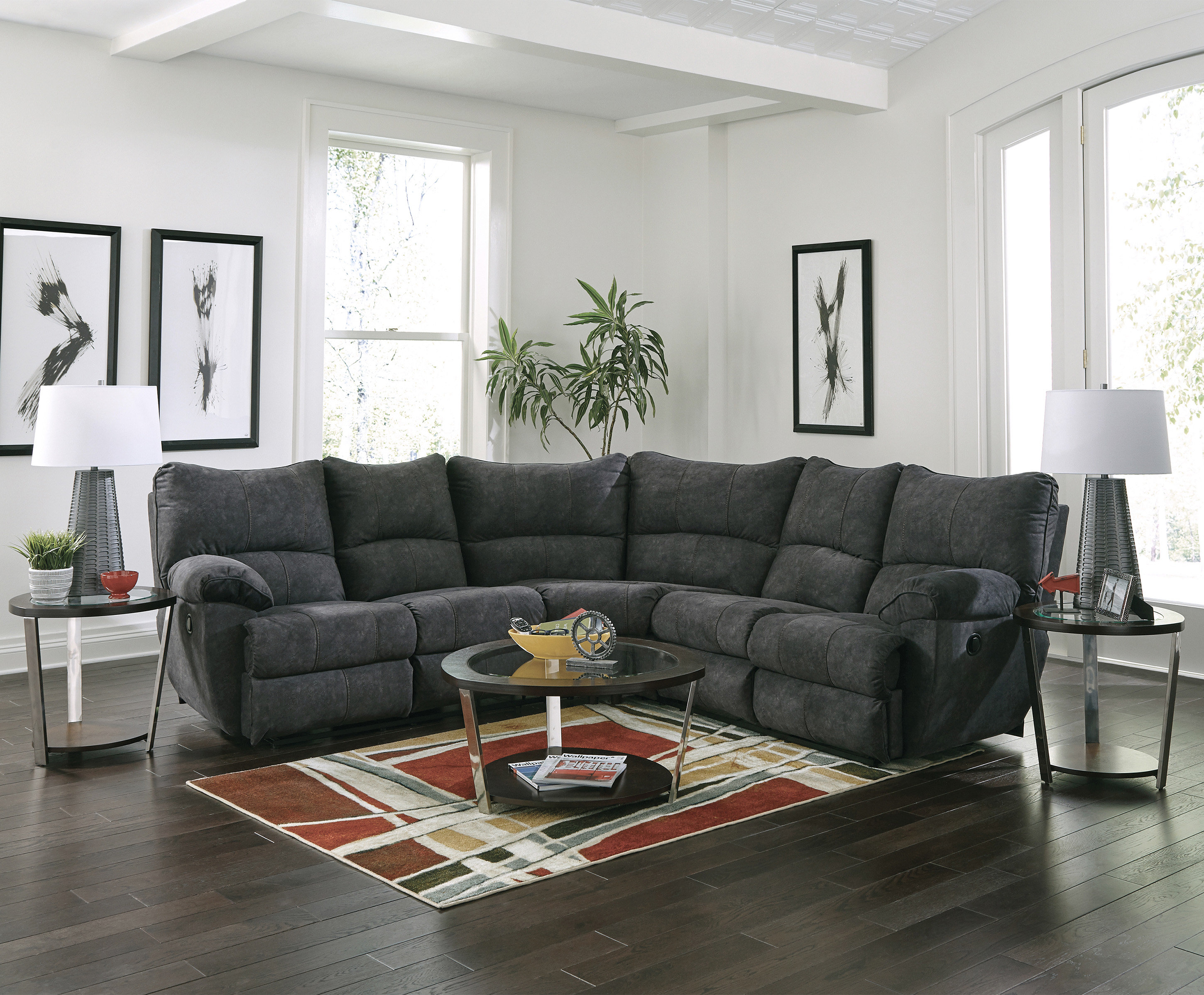 Farmhouse sectional best sale sofa with recliner