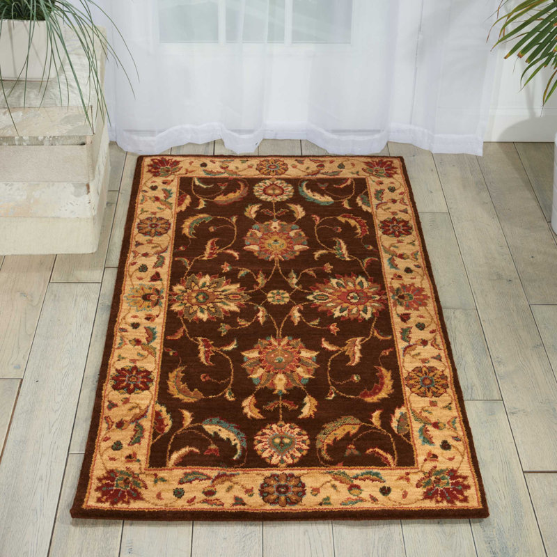 Tapis brun traditionnel Jessika, Rectangle 2 pi 6 po x 4 pi 3 po