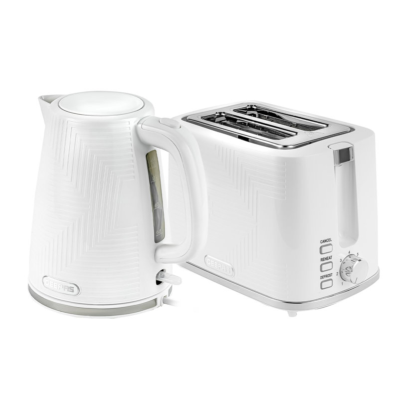 GEEPAS 1.7L 3KW Cordless Electric Kettle, 900W 2 Slice Bread Toaster Combo Set | 360° Rotational Base Concealed Heating & Otter Control 7 Level Browning Control Crumb Tray Premium Design | Opus