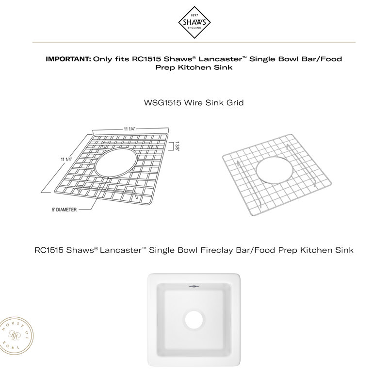 Lancaster Wire Sink Grid For RC1515 Bar/Food Prep Kitchen Sink, Biscuit