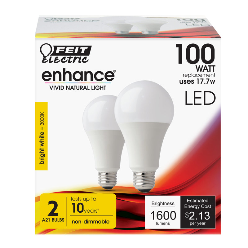 100 Watt Equivalent A19 LED Non-Dimmable Light Bulb  E26/Medium (Standard) Base, 5000K