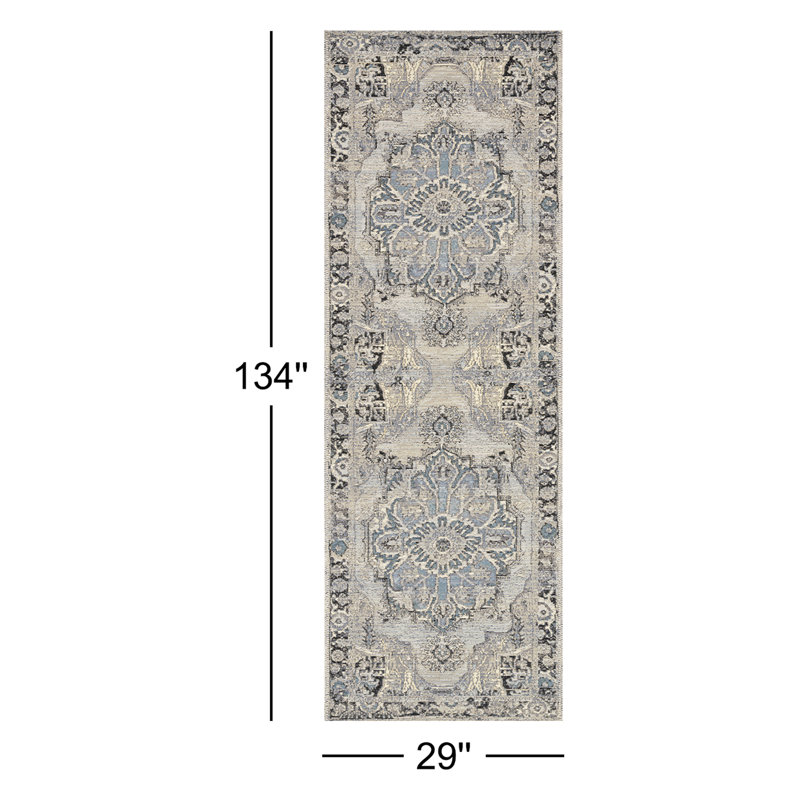 Tapis oriental intérieur / extérieur Cusack, Tapis de couloir 2 pi 5 po x 11 pi 2 po